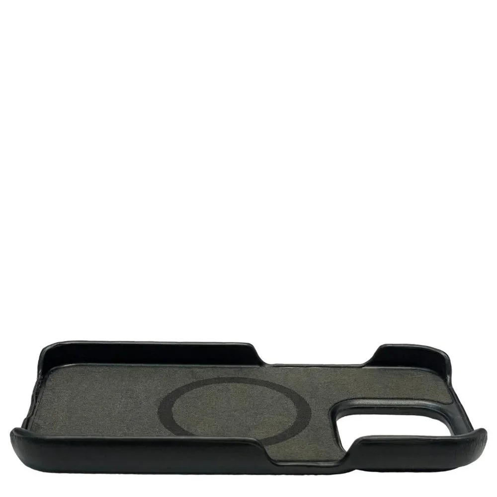 DALLAS DESIGNER HANDBAGS Leather iPhone 15 Pro Max MagSafe Phone Case Black